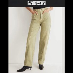 Madewell Baggy Straight Leg Jeans: Garment Dyed Edition, in Artichoke (27)